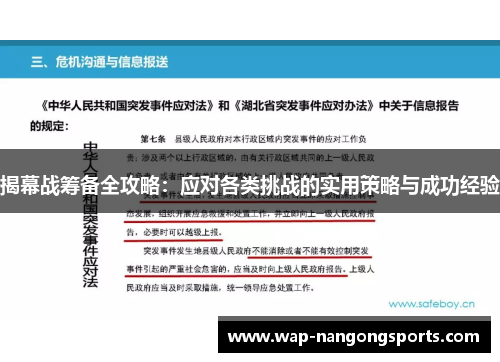 揭幕战筹备全攻略：应对各类挑战的实用策略与成功经验