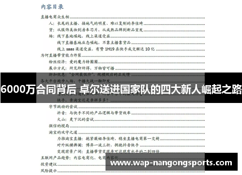 6000万合同背后 卓尔送进国家队的四大新人崛起之路